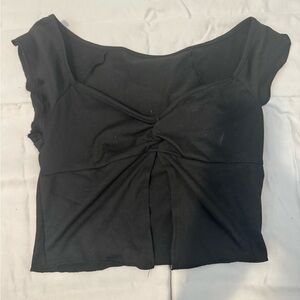 SHEIN Elegant Black Twist Crop Top